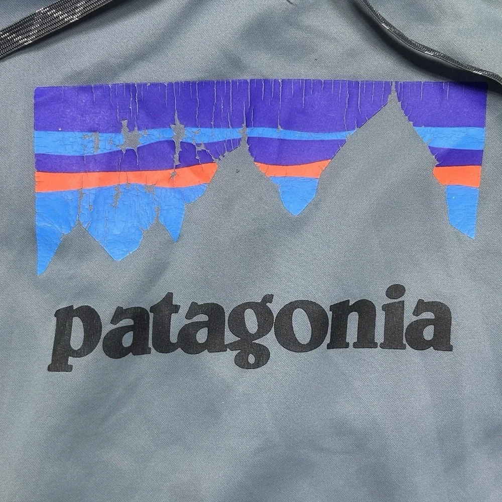 Patagonia Shop Sticker PolyCycle Hoody Hoodie Men's M Gray‎ *SPOTS/SCRATCH